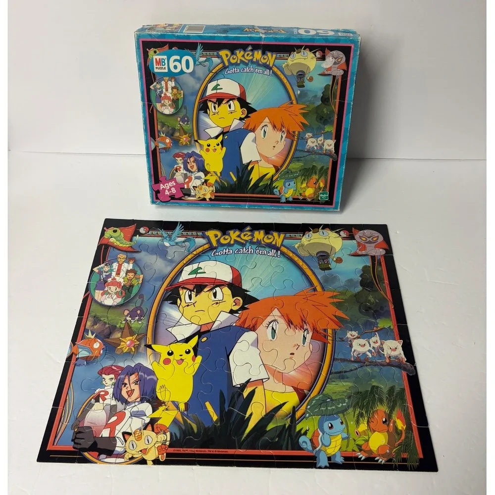 1999 Pokemon 60 Piece Puzzle Milton Bradley MB Ash Pikachu Misty Complete
